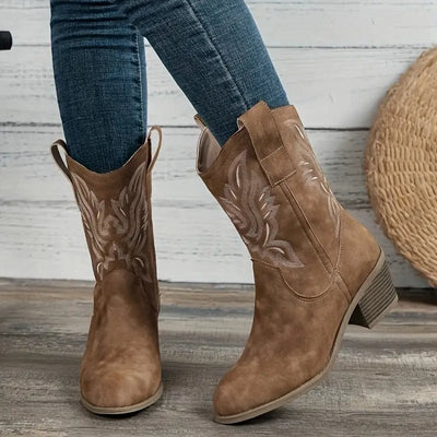 Ashford | Thyra – Women’s Vegan Western Cowboy Boots with Stitch Detailing - Ashford London Clothing