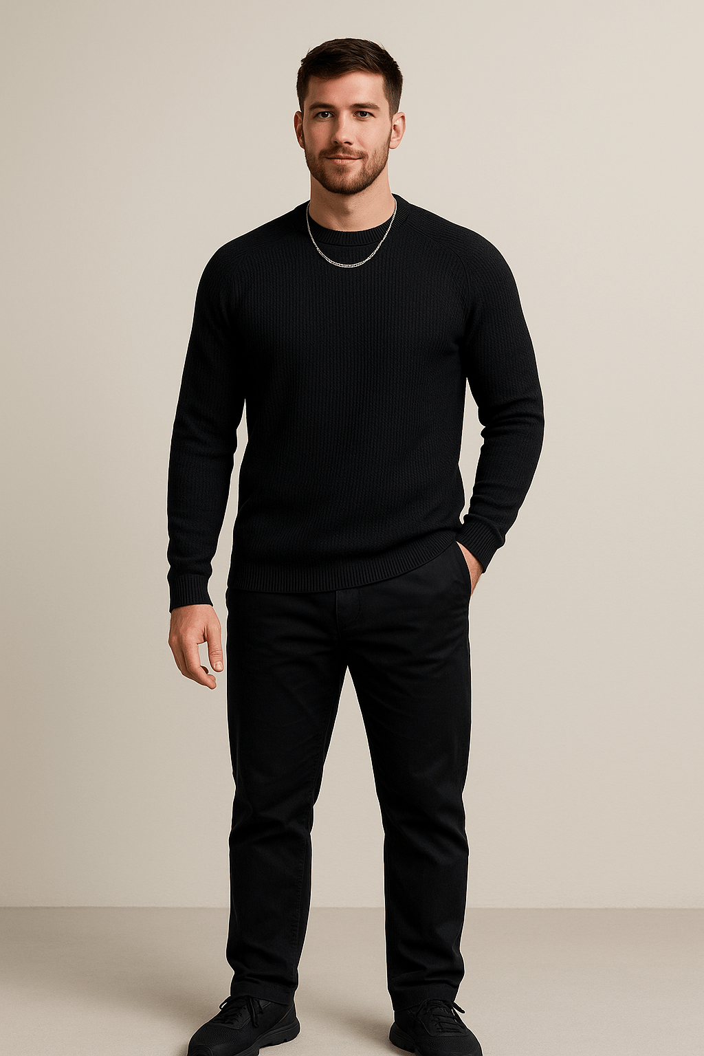 Ashford | Trym – Men’s Ribbed Knit Crewneck Sweater with Slim Fit Design - Ashford London Clothing