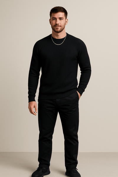 Ashford | Trym – Men’s Ribbed Knit Crewneck Sweater with Slim Fit Design - Ashford London Clothing