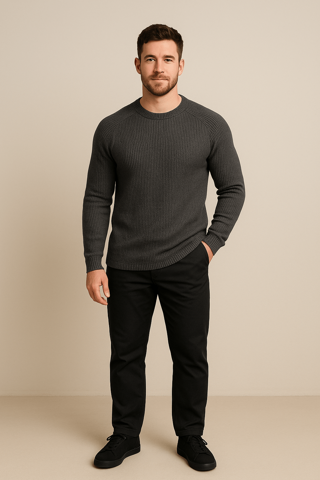 Ashford | Trym – Men’s Ribbed Knit Crewneck Sweater with Slim Fit Design - Ashford London Clothing