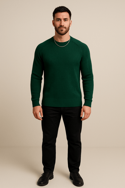 Ashford | Trym – Men’s Ribbed Knit Crewneck Sweater with Slim Fit Design - Ashford London Clothing