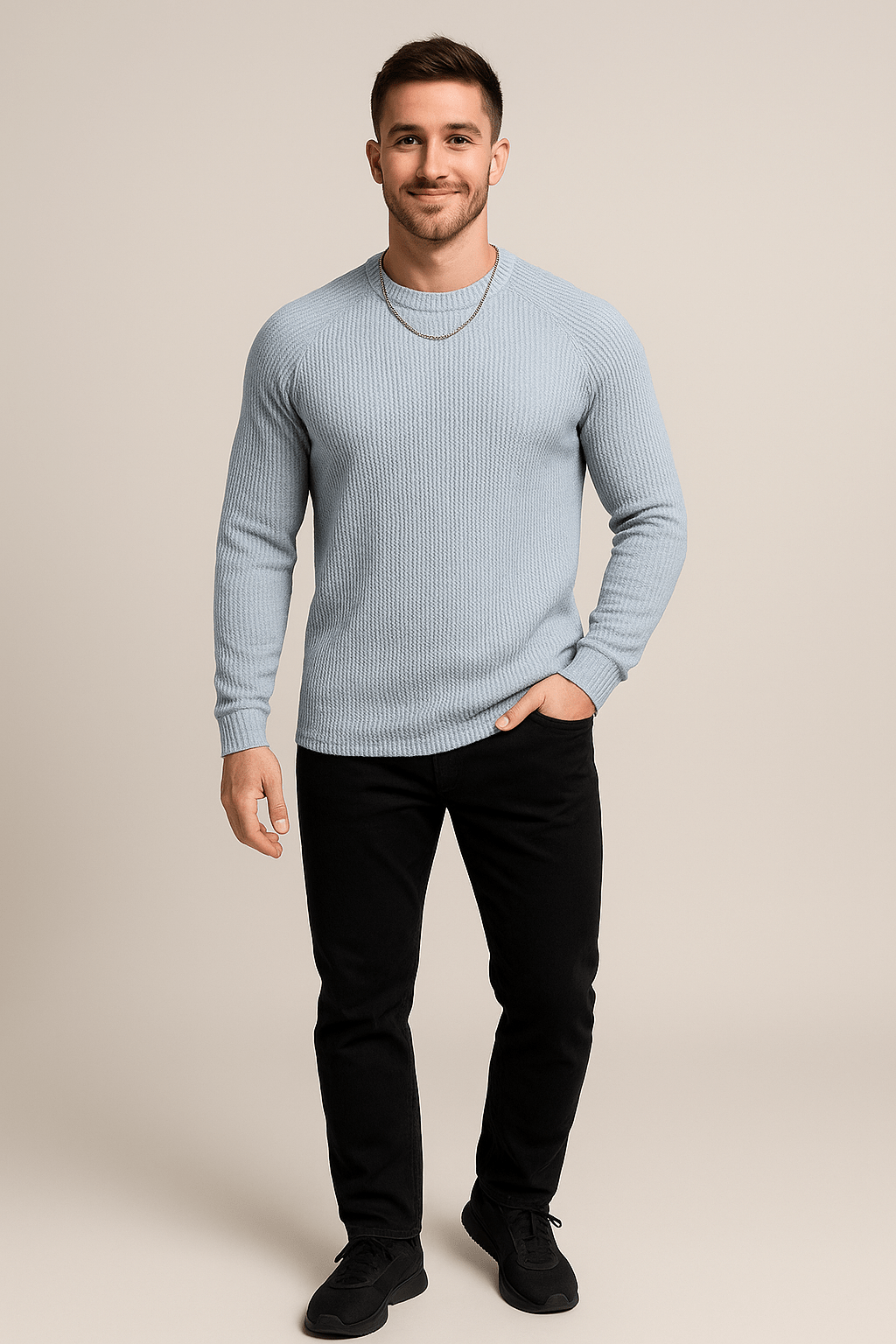 Ashford | Trym – Men’s Ribbed Knit Crewneck Sweater with Slim Fit Design - Ashford London Clothing