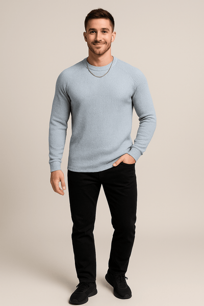 Ashford | Trym – Men’s Ribbed Knit Crewneck Sweater with Slim Fit Design - Ashford London Clothing