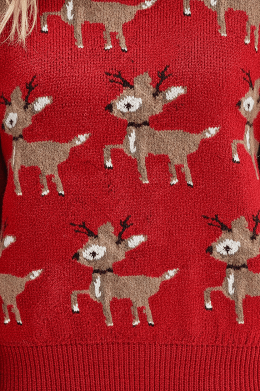 Ashford | Vanya – Women’s Oversized Knit Jacquard Sweatshirt with Deer Pattern - Ashford London Clothing