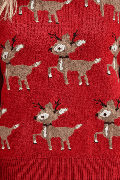 Ashford | Vanya – Women’s Oversized Knit Jacquard Sweatshirt with Deer Pattern - Ashford London Clothing