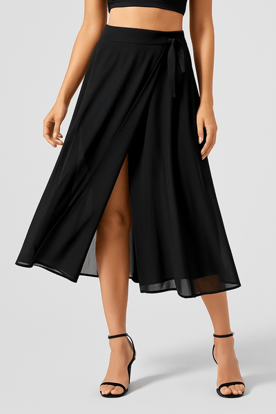 Ashford | Viral "Hey Lara" Flowy High - Waisted Mesh Midi Skirt with Drawstring & Side Pockets - Ashford London Clothing