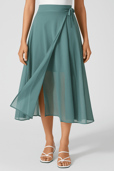 Ashford | Viral "Hey Lara" Flowy High - Waisted Mesh Midi Skirt with Drawstring & Side Pockets - Ashford London Clothing