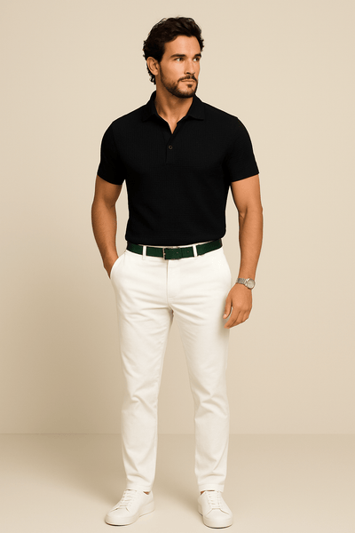 Ashford | Waffle Knit Polo Shirt – Soft & Breathable 4 - Season Wear - Ashford London Clothing