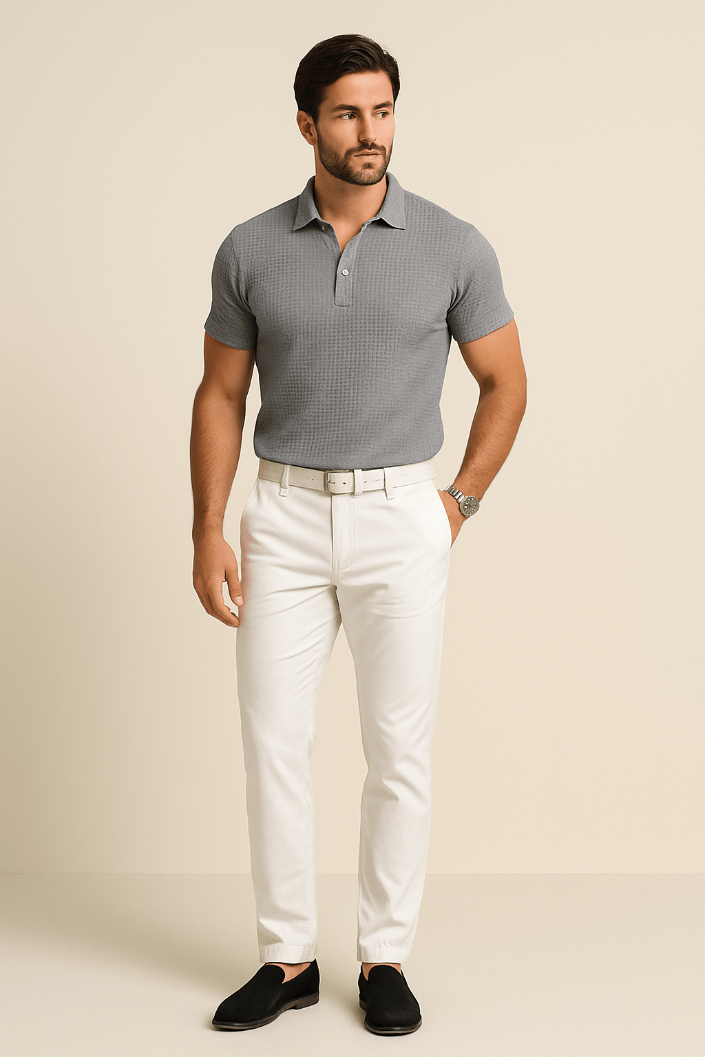 Ashford | Waffle Knit Polo Shirt – Soft & Breathable 4 - Season Wear - Ashford London Clothing