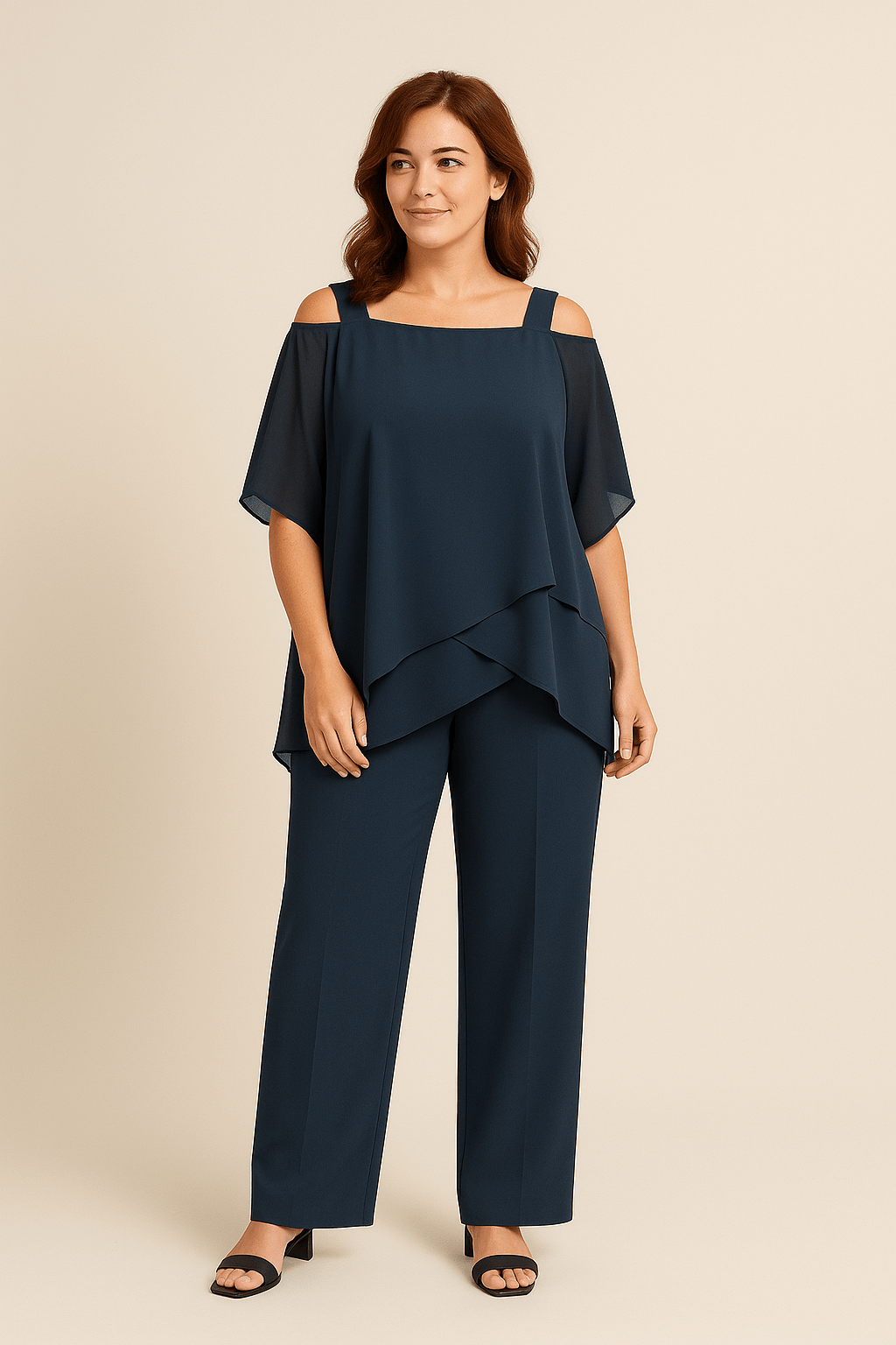 Ashford | Women's Cold Shoulder Two - Piece Set – Flowing Elegant Fit - Ashford London Clothing