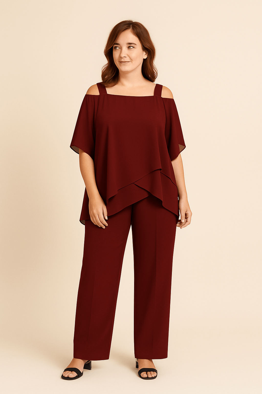 Ashford | Women's Cold Shoulder Two - Piece Set – Flowing Elegant Fit - Ashford London Clothing