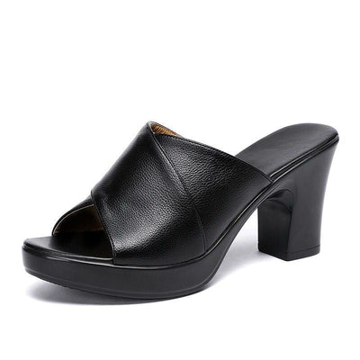 Ashford | Women’s Criss - Cross Open Toe Sandals – PU Leather Block Heel - Ashford London Clothing