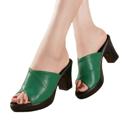 Ashford | Women’s Criss - Cross Open Toe Sandals – PU Leather Block Heel - Ashford London Clothing