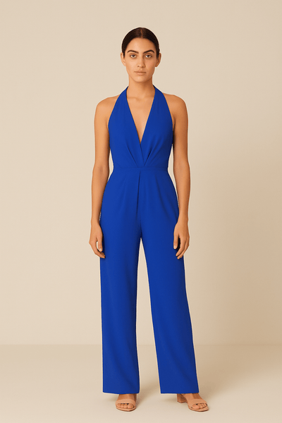 Ashford | Women's Elegant Jumpsuit – Tie Waist & Wide - Leg Cut (wear) - Ashford London Clothing