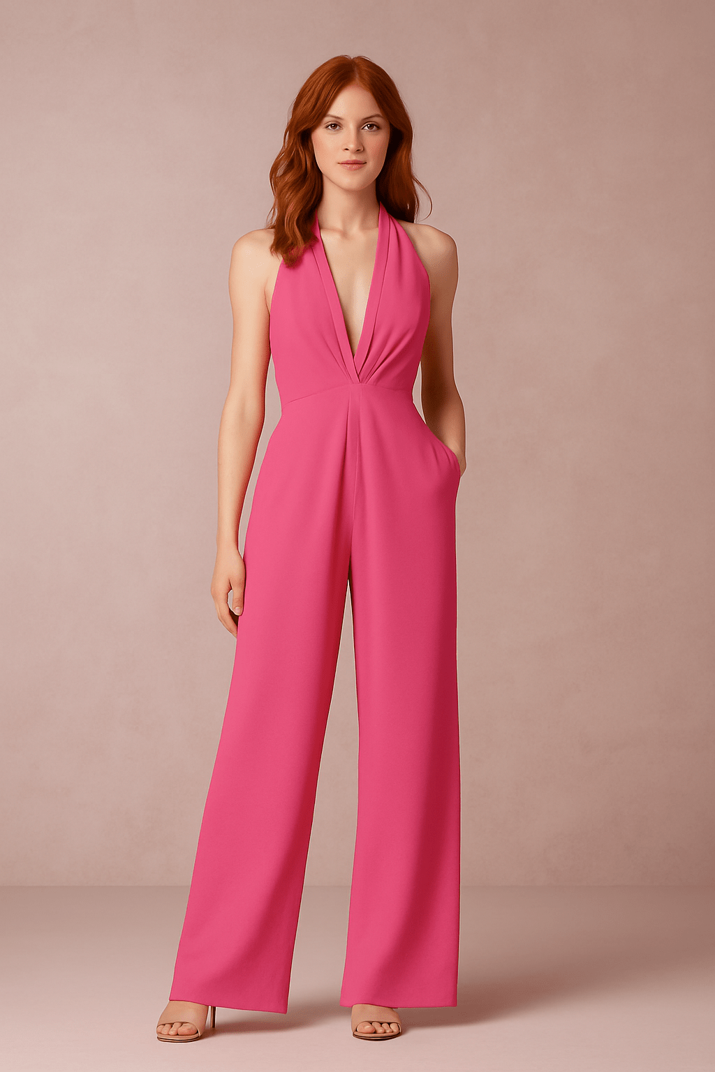 Ashford | Women's Elegant Jumpsuit – Tie Waist & Wide - Leg Cut (wear) - Ashford London Clothing
