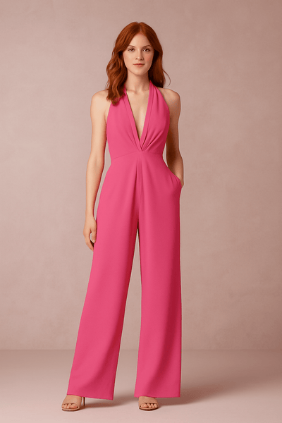 Ashford | Women's Elegant Jumpsuit – Tie Waist & Wide - Leg Cut (wear) - Ashford London Clothing