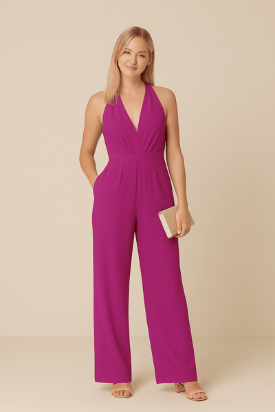 Ashford | Women's Elegant Jumpsuit – Tie Waist & Wide - Leg Cut (wear) - Ashford London Clothing