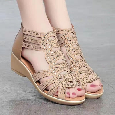 Ashford | Women’s Gladiator Sandals – Rhinestone – Mid Heel – Ankle Strap Design - Ashford London Clothing