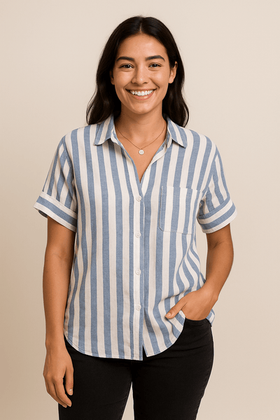 Ashford | Women's Linen - Blend Striped Shirt – Relaxed Fit Summer Essential - Ashford London Clothing