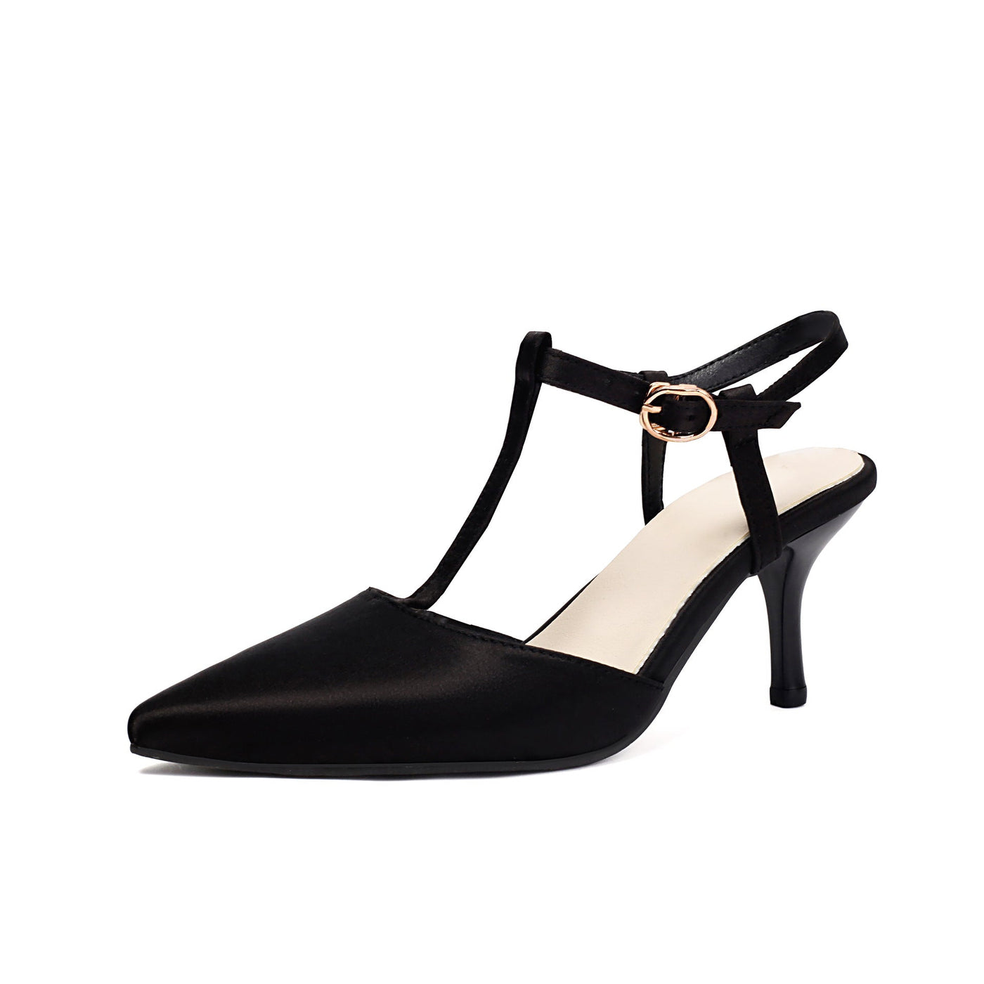 Ashford | Women’s Pointed Toe T - Strap Heels – Slim Fit Faux Leather Sandals - Ashford London Clothing