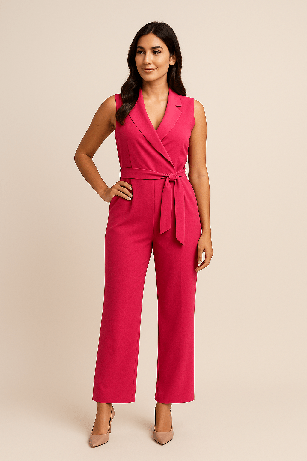 Ashford | Women's Spring Jumpsuit – Single - Breasted Cut with Tie Waist - Ashford London Clothing