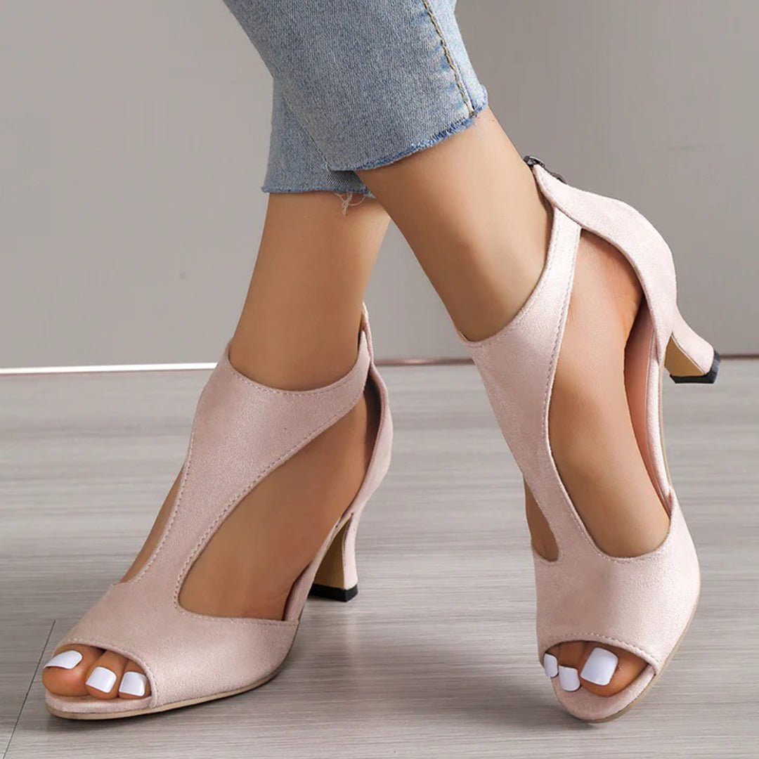 Ashford | Women’s Suede Peep - Toe Stiletto Sandals – Cutout Detail & Elegant Heel - Ashford London Clothing