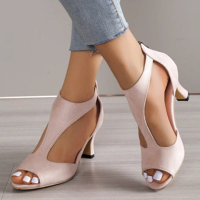 Ashford | Women’s Suede Peep - Toe Stiletto Sandals – Cutout Detail & Elegant Heel - Ashford London Clothing