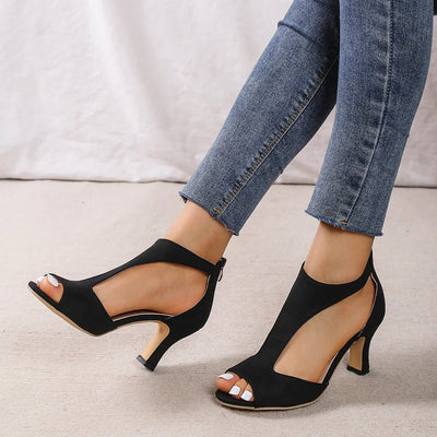 Ashford | Women’s Suede Peep - Toe Stiletto Sandals – Cutout Detail & Elegant Heel - Ashford London Clothing
