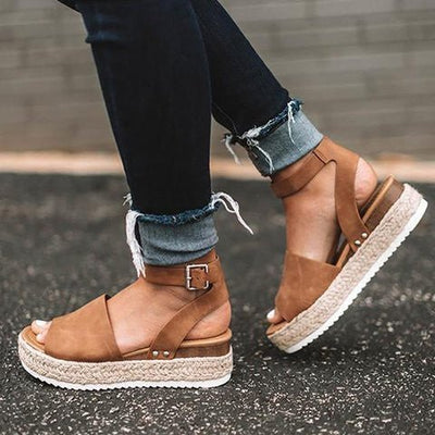 Ashford | Women’s Wedge Sandals – Platform Heel – Jute Wrap – Ankle Strap - Ashford London Clothing