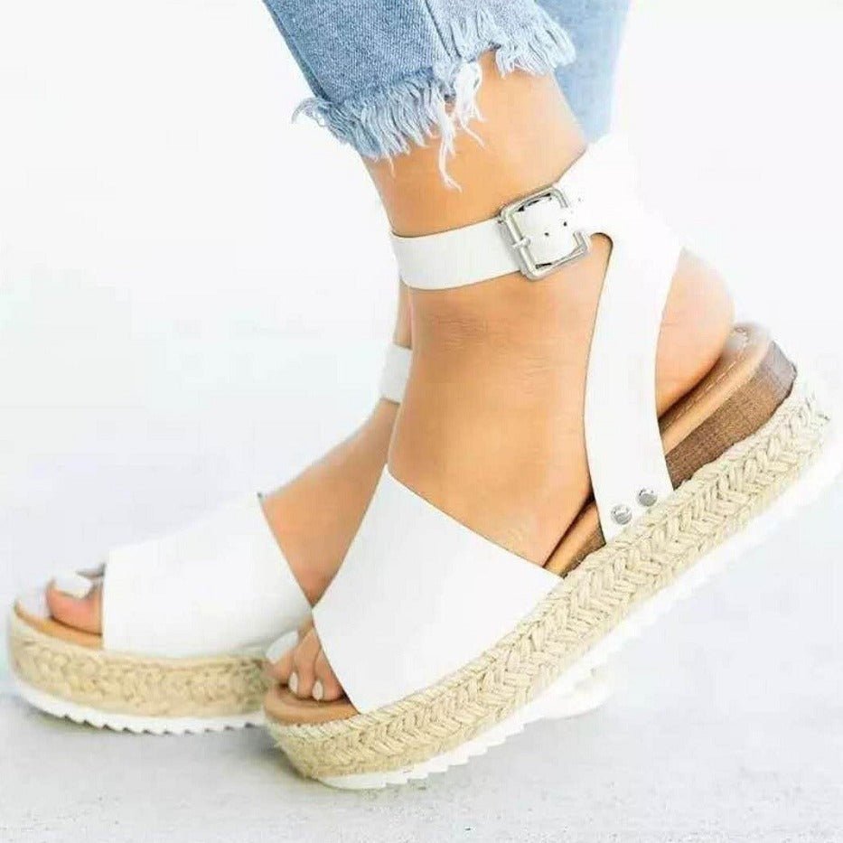 Ashford | Women’s Wedge Sandals – Platform Heel – Jute Wrap – Ankle Strap - Ashford London Clothing