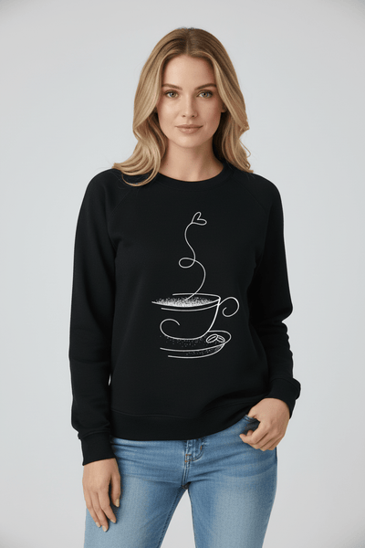 Ashford | Yuna – Women’s Relaxed Fit Cotton Blend Sweatshirt with Coffee Cup Graphic - Ashford London Clothing