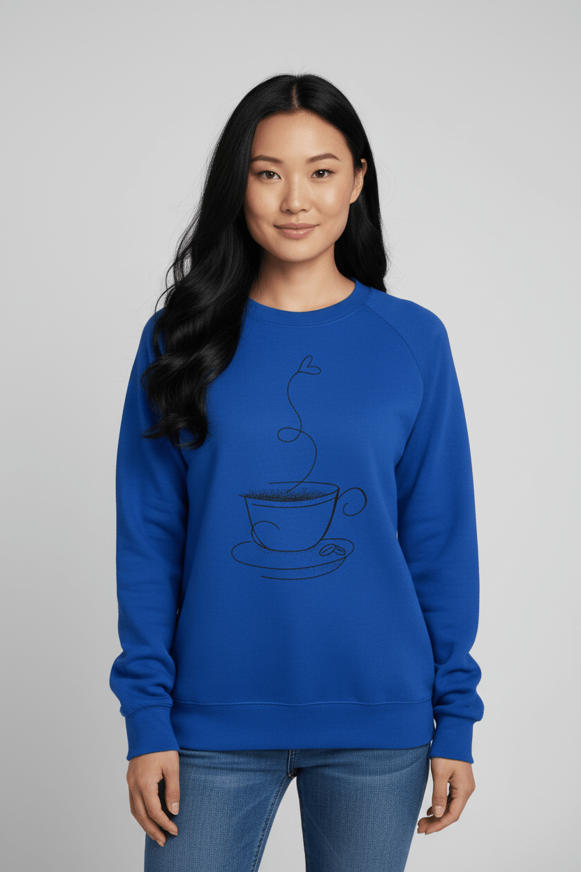 Ashford | Yuna – Women’s Relaxed Fit Cotton Blend Sweatshirt with Coffee Cup Graphic - Ashford London Clothing