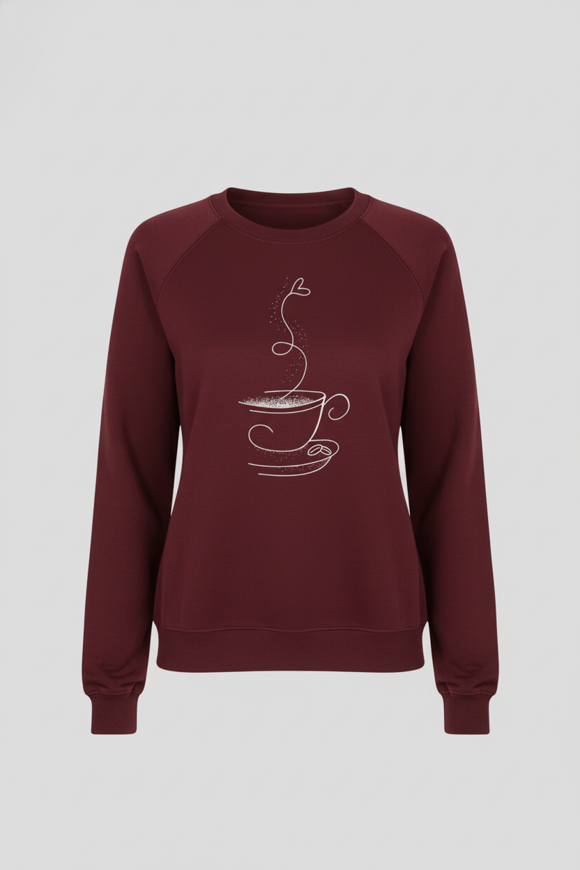 Ashford | Yuna – Women’s Relaxed Fit Cotton Blend Sweatshirt with Coffee Cup Graphic - Ashford London Clothing