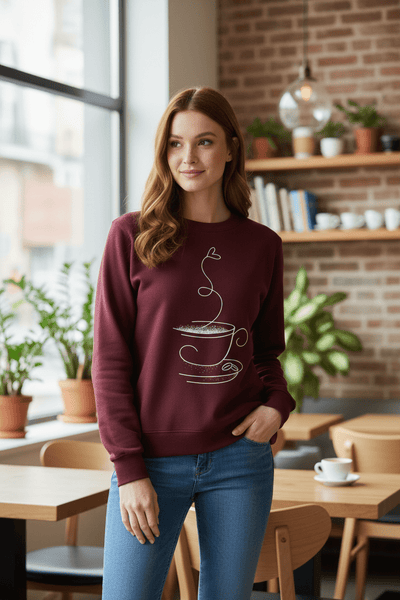 Ashford | Yuna – Women’s Relaxed Fit Cotton Blend Sweatshirt with Coffee Cup Graphic - Ashford London Clothing