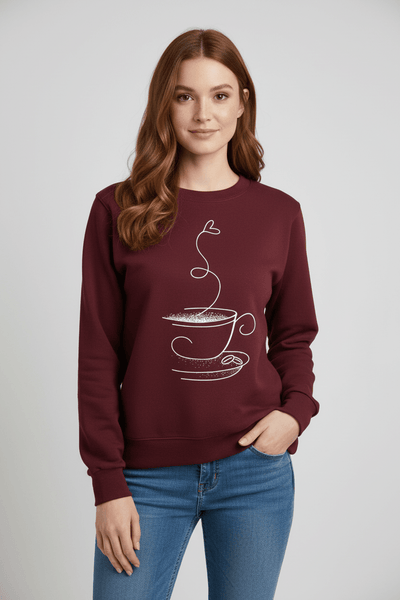 Ashford | Yuna – Women’s Relaxed Fit Cotton Blend Sweatshirt with Coffee Cup Graphic - Ashford London Clothing