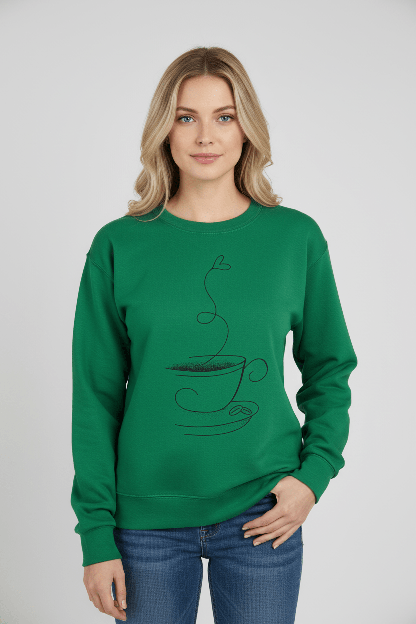Ashford | Yuna – Women’s Relaxed Fit Cotton Blend Sweatshirt with Coffee Cup Graphic - Ashford London Clothing