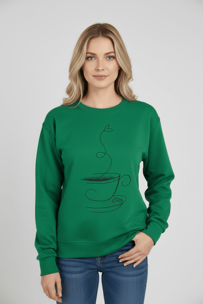 Ashford | Yuna – Women’s Relaxed Fit Cotton Blend Sweatshirt with Coffee Cup Graphic - Ashford London Clothing