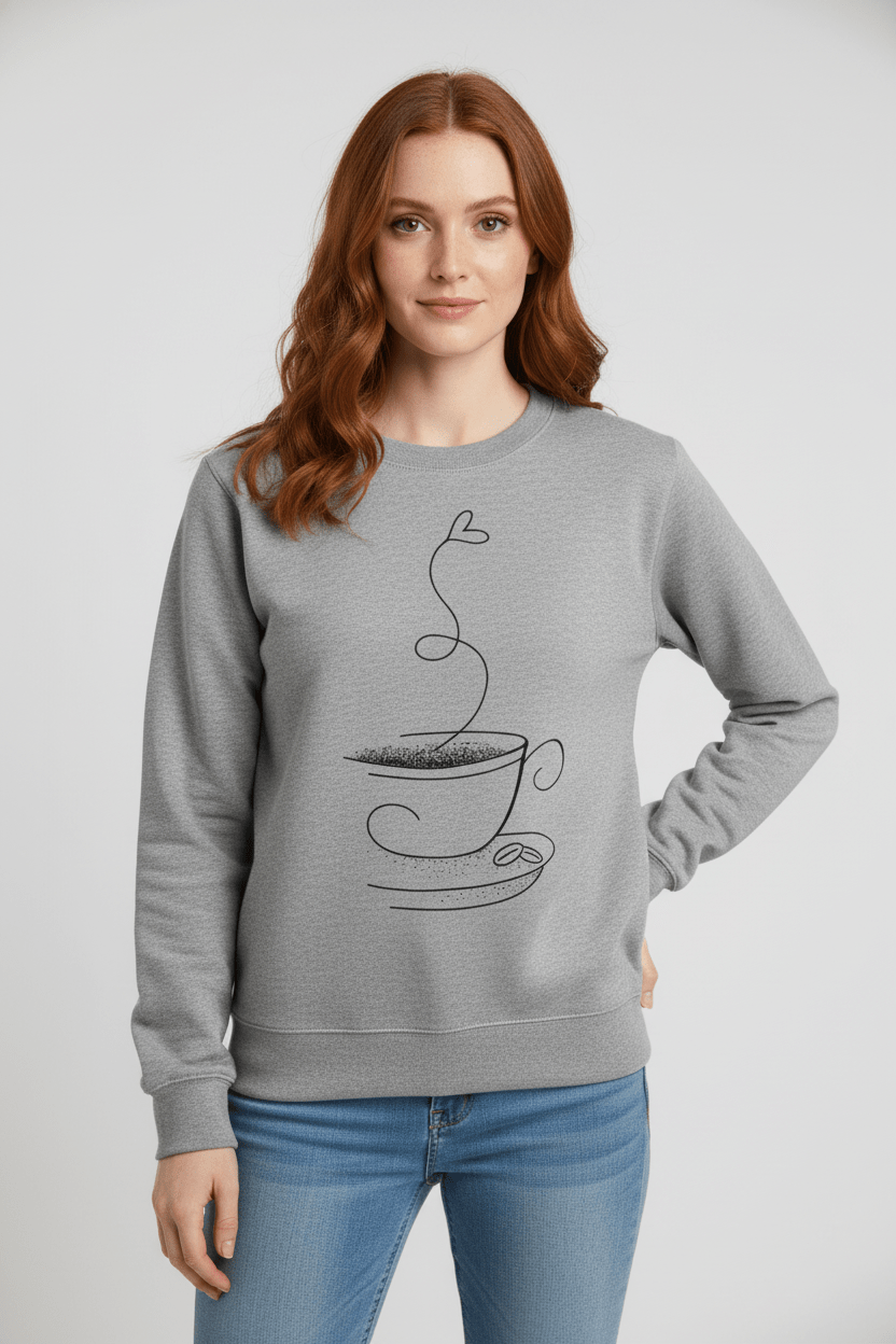 Ashford | Yuna – Women’s Relaxed Fit Cotton Blend Sweatshirt with Coffee Cup Graphic - Ashford London Clothing