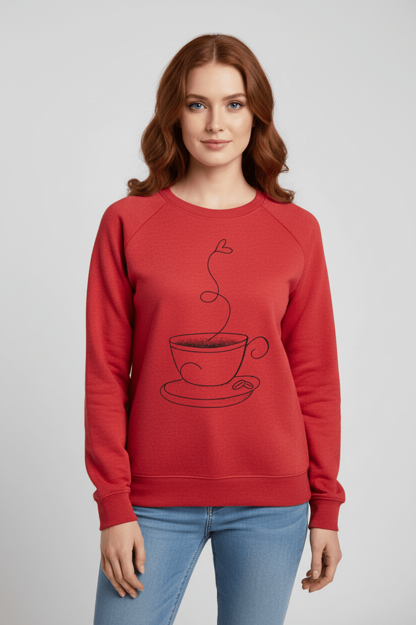 Ashford | Yuna – Women’s Relaxed Fit Cotton Blend Sweatshirt with Coffee Cup Graphic - Ashford London Clothing