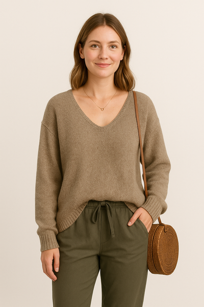 Elegant Knit Sweater with High Neck – Soft Ribbed Design