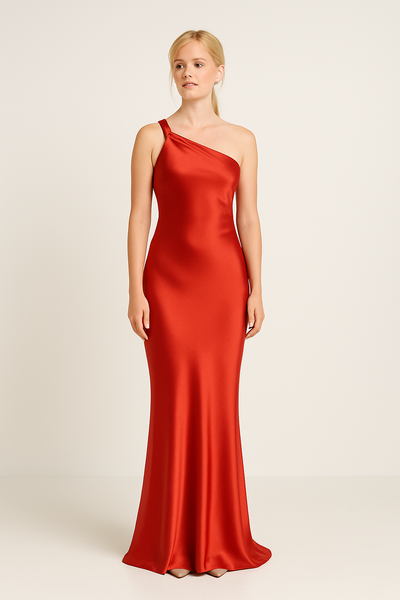Backless Satin Evening Gown – Floor-Length Spaghetti Strap Dress for Women