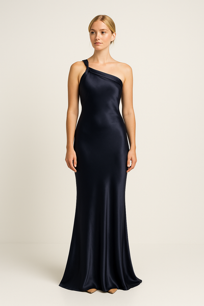 Backless Satin Evening Gown – Floor-Length Spaghetti Strap Dress for Women