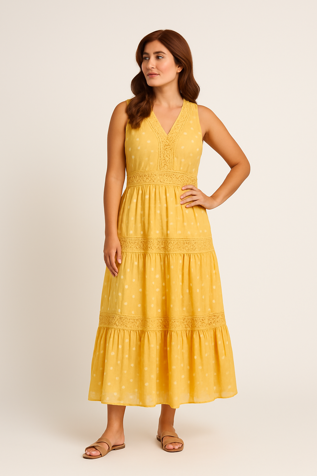 Lace Maxi Dress – Women'S Boho Maxi Dress – Sleeveless – Tiered Layers – Lace
