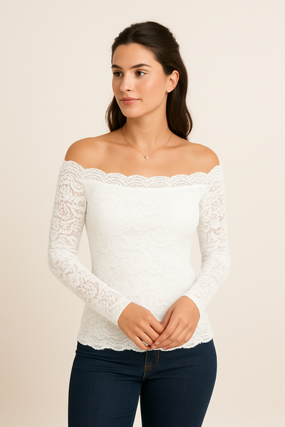 Lace Blouse – Ashford Elegant Lace Off-Shoulder Blouse
