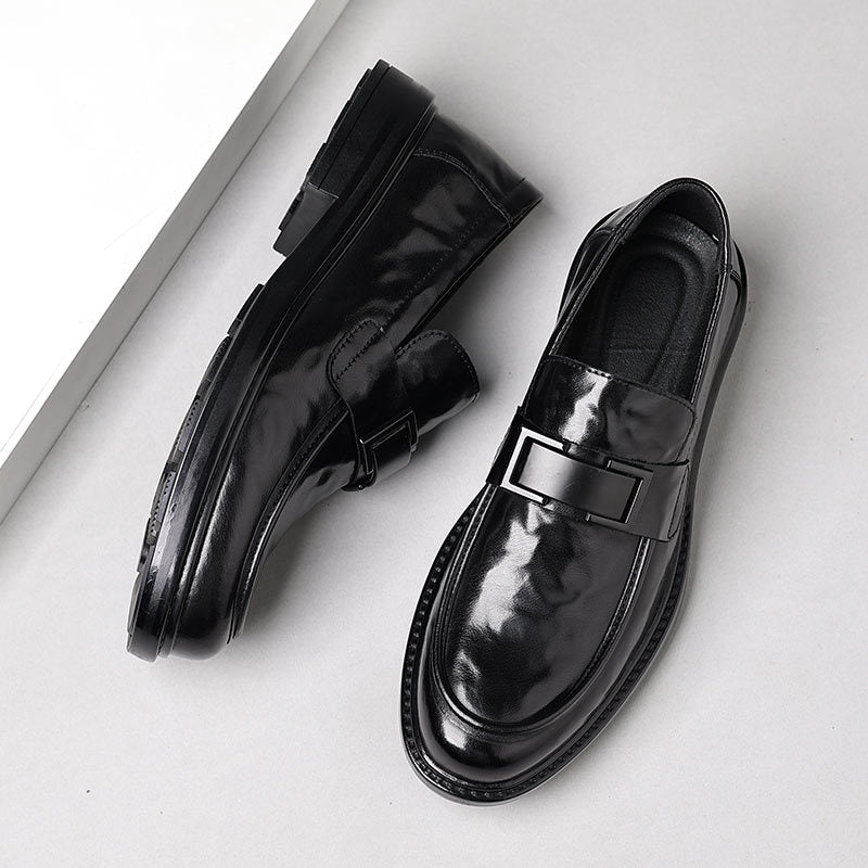Men's Leather Loafers – Slip - On – Pointed Toe – Metal Detail – Formal Dress Shoes - Ashford London Clothing