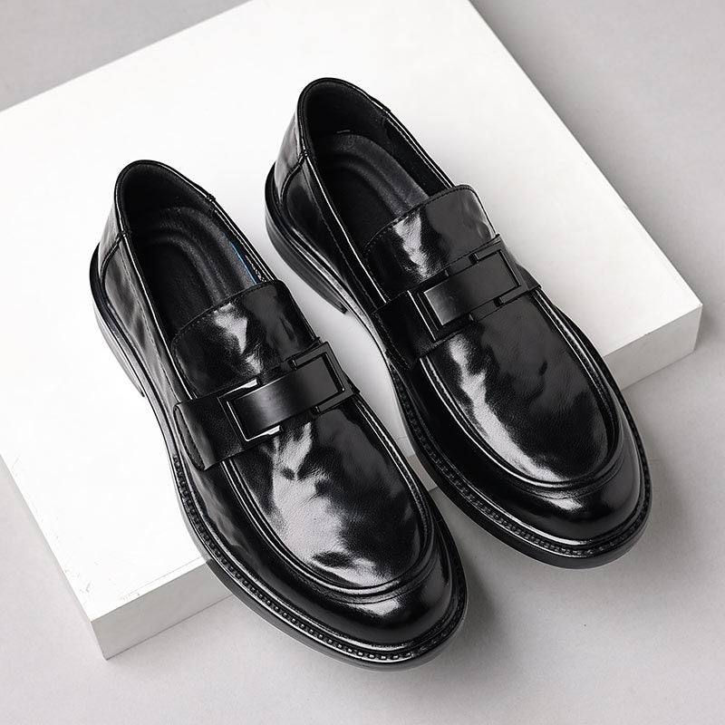 Men's Leather Loafers – Slip - On – Pointed Toe – Metal Detail – Formal Dress Shoes - Ashford London Clothing