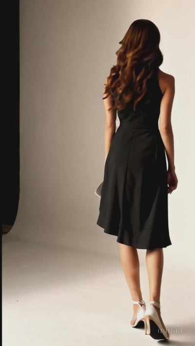ASHFORD | Jolina - Women's Dress - Halter Neck - Sleeveless - High-Low Layered Skirt - Fitted Waist