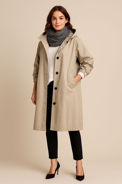 Ashford | Ruby – Women’s Hooded Long Trench Coat with Pockets