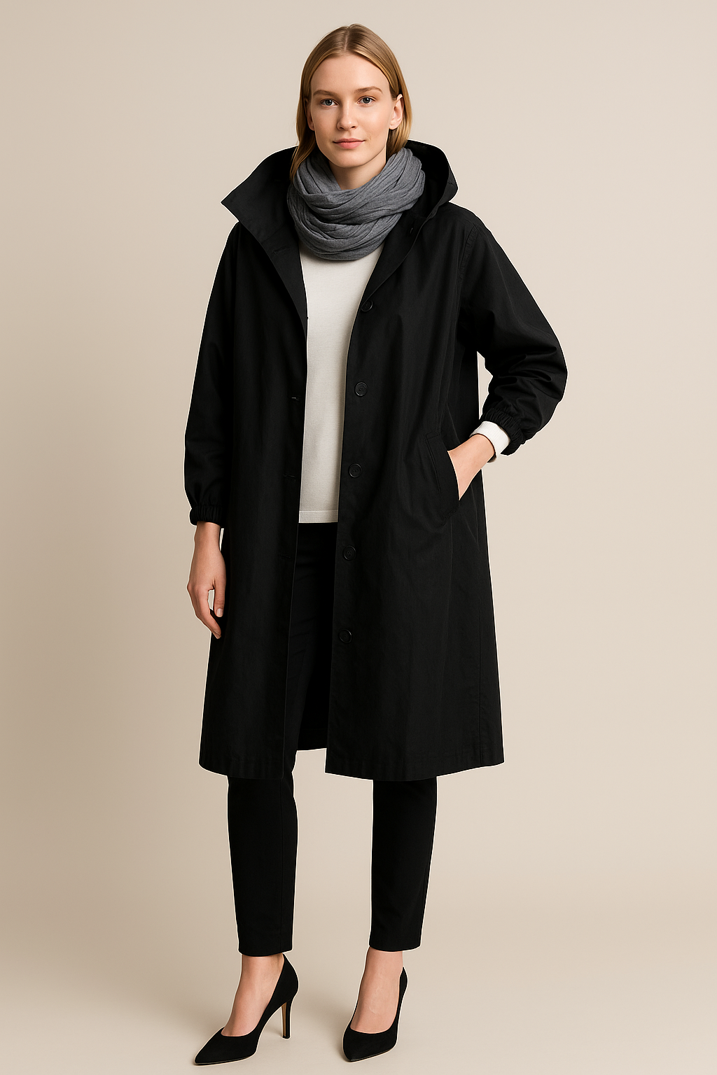 Ashford | Ruby – Women’s Hooded Long Trench Coat with Pockets