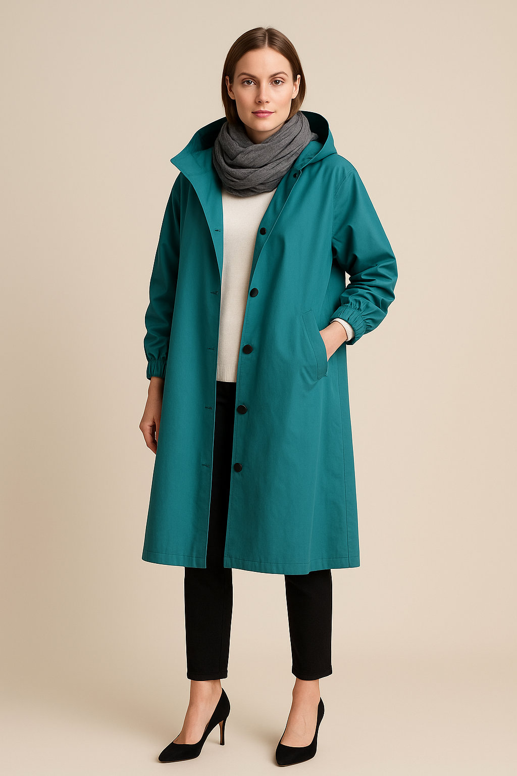 Ashford | Ruby – Women’s Hooded Long Trench Coat with Pockets